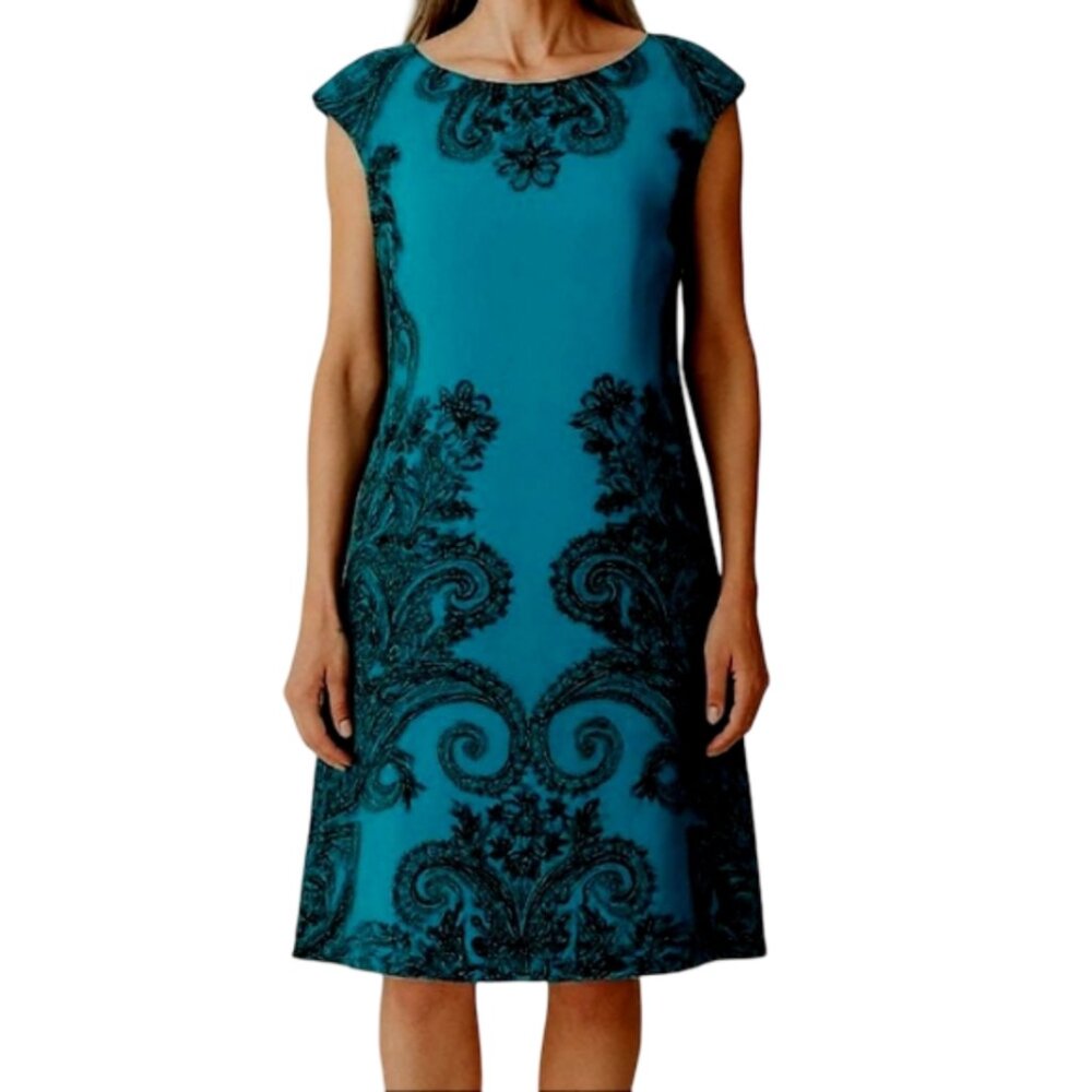 Studio By London Times Paisley Print Pull On Shift Dress- Sz. 8